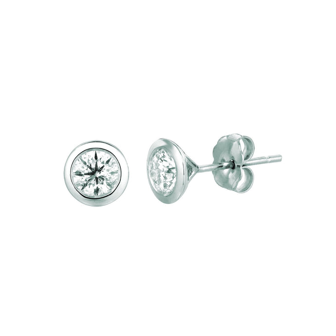 Oorknopjes Met Echt Diamanten Bezelset 1 Karaat 14K Witgoud