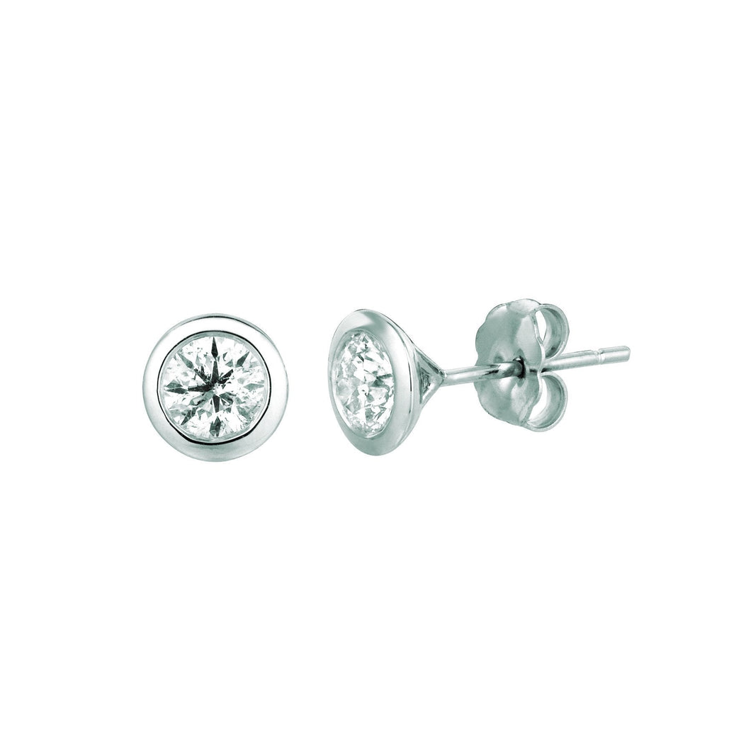 Oorknopjes Met Echt Diamanten Bezelset 1 Karaat 14K Witgoud