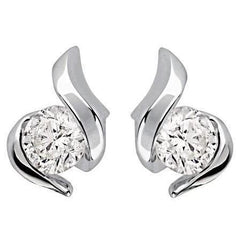 Oorknopjes Oorbellen Echt Diamanten 2,00 Carat Bezel Set Rond Geslepen Wit 14K