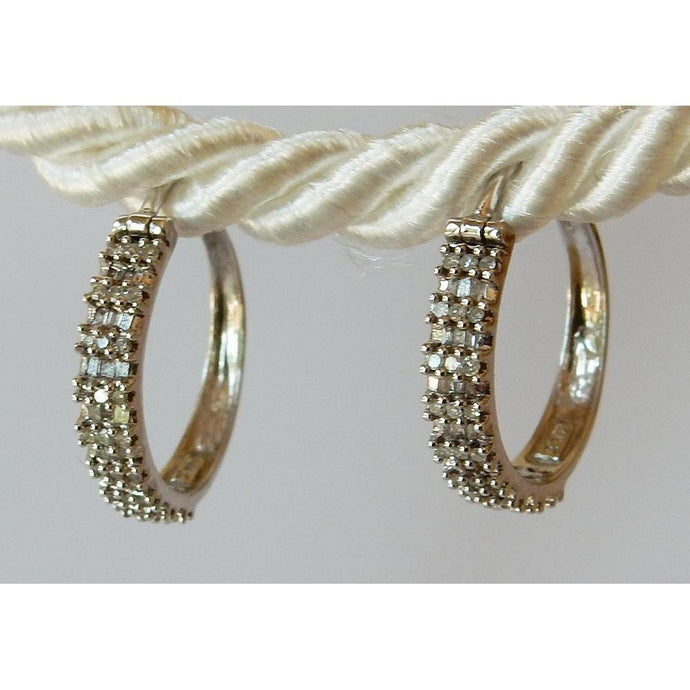 Oorringen Rond & Baguettes Diamant Wit Goud 14K 1.50 Karaat - harrychadent.nl