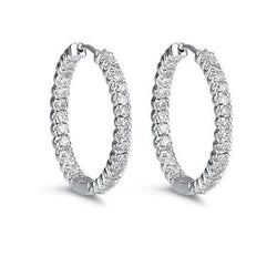 Oorringen 5,60 Karaat Sprankelende Ronde Geslepen Echt Diamanten Goud Wit 14K