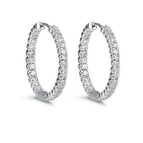 Oorringen 5,60 Karaat Sprankelende Ronde Geslepen Echt Diamanten Goud Wit 14K - harrychadent.nl