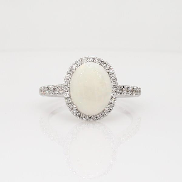 Opaal en diamanten 11.20 karaat jubileumring 14K witgoud - harrychadent.nl