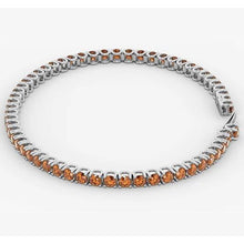 Afbeelding in Gallery-weergave laden, Oranje Saffier Tennisarmband Dames 5,90 Karaat Witgoud 14K Nieuw - harrychadent.nl
