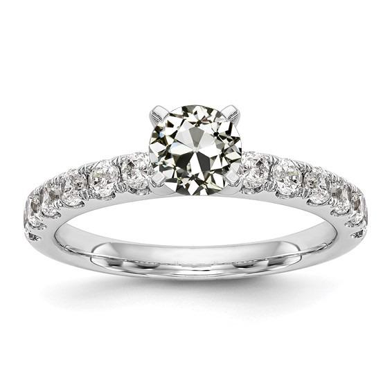 Oude Europese diamanten solitaire ring met accenten wit goud 3 karaat - harrychadent.nl