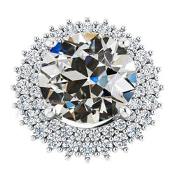 Oude geslepen diamanten dubbele halo ring 4 griffen set 7,50 karaat
