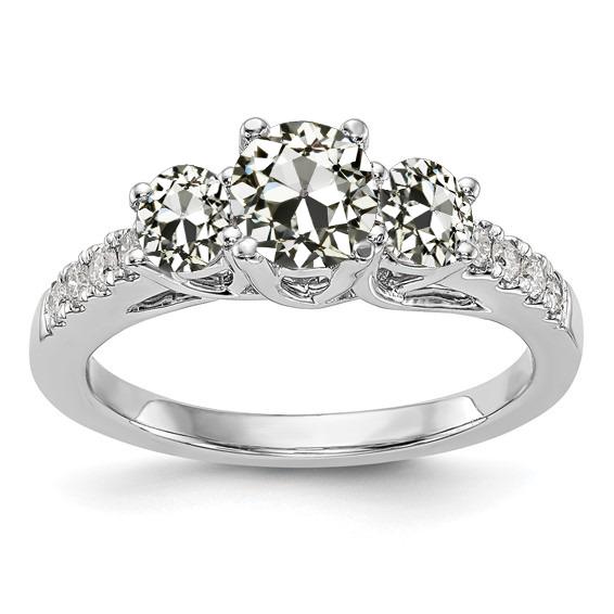 Oude mijn geslepen diamanten ring met accenten 3 stenen stijl 4,50 karaat - harrychadent.nl