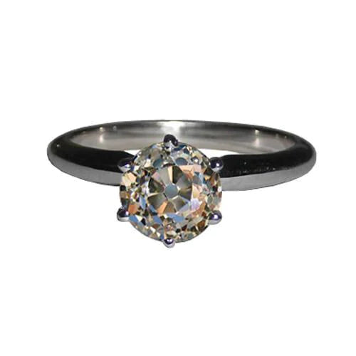 Oude Mijnwerker Echt Diamanten Solitaire Ring