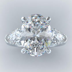Ovaal & Peer Diamant 8 Karaat 3 Stenen Verlovingsring Wit Goud 14K