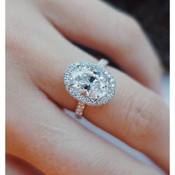 Ovale en Ronde 2.50 Karaat Natuurlijke uit de aarde gewonnen Diamanten Verlovings Halo Ring Witgoud