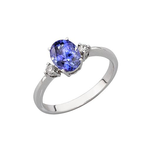 Ovaal en rond 1.95 karaat tanzaniet met diamanten ring wit goud 14K - harrychadent.nl