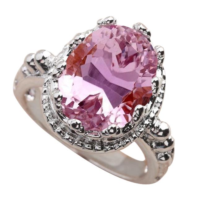 Ovaal geslepen 36,00 karaat grote roze kunzite ring wit goud 14k - harrychadent.nl