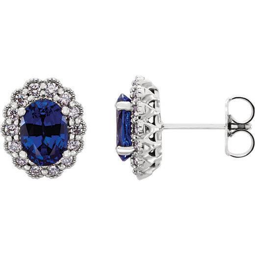 Ovaal geslepen Ceylon Sapphire Dames Oorknopjes 4.40 Karaat Witgoud - harrychadent.nl