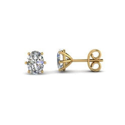 Ovaal Geslepen F Vs1 2.50 Karaat Natuurlijke uit de aarde gewonnen Diamanten Oorknoppen Geelgoud 14K