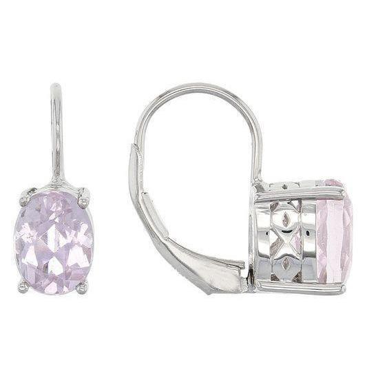 Ovaal geslepen Kunziet dames sieraden oorbellen 26 karaat wit goud 14k - harrychadent.nl