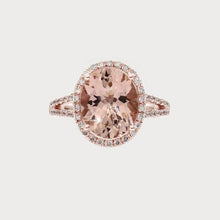 Afbeelding in Gallery-weergave laden, Ovaal geslepen Morganite met diamanten trouwring van 33,75 ct - harrychadent.nl
