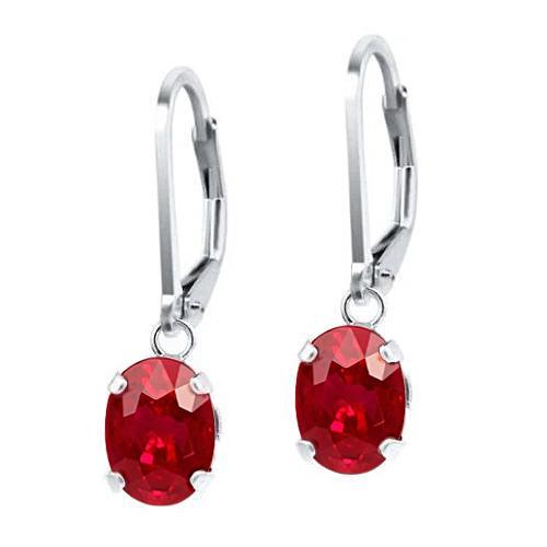 Ovaal geslepen Ruby Hoop Earring Edelsteen Sieraden 2 karaat witgoud - harrychadent.nl