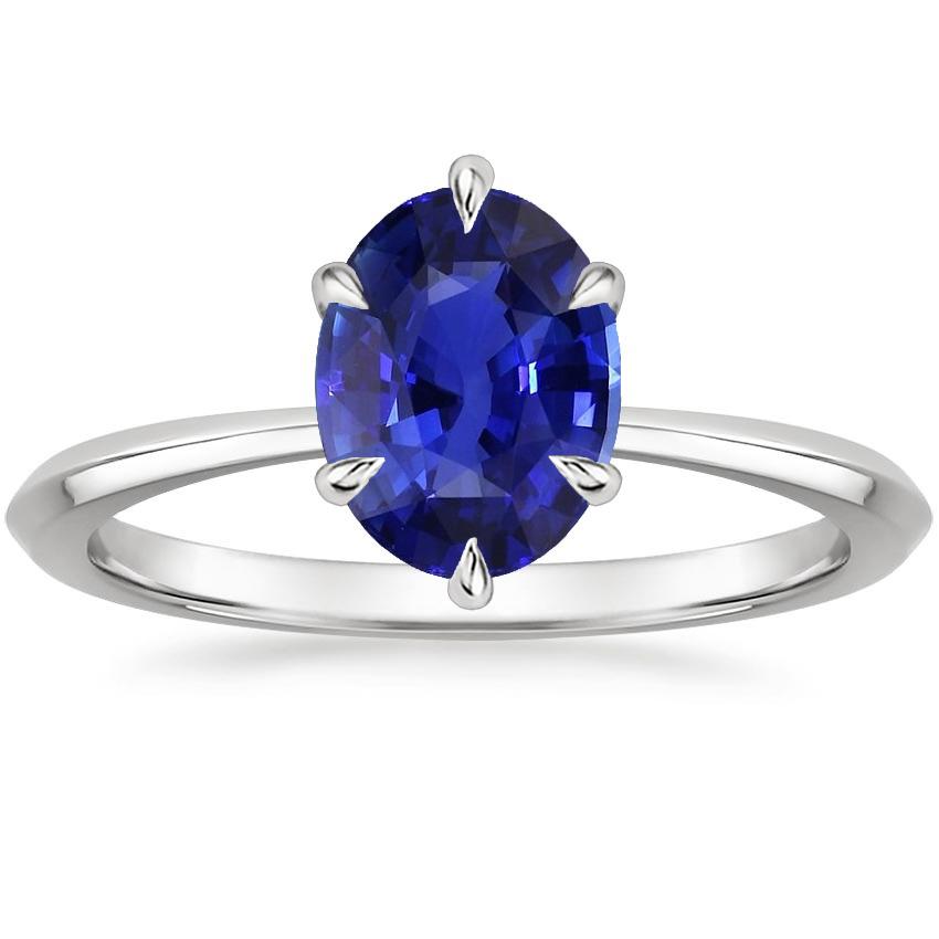 Ovaal geslepen Solitaire Ring Prong Set Ceylon Sapphire 3 karaat witgoud - harrychadent.nl