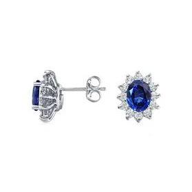 Ovaal geslepen Sri Lanka blauwe saffier en diamanten studs 5,40 karaat - harrychadent.nl
