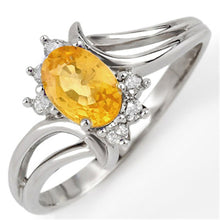 Afbeelding in Gallery-weergave laden, Ovaal geslepen gele saffier en ronde diamanten trouwring goud 14K - harrychadent.nl
