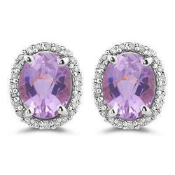 Ovaal geslepen roze kunziet en diamanten oorknopjes 30,48 karaat