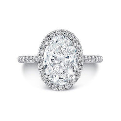 Ovaal Geslepen 5.01 Karaat Halo Natuurlijke uit de aarde gewonnen Diamanten Verlovingsring 14K Witgoud