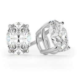 GECERTIFICEERD Ovaal Geslepen Oorknop Natuurlijk Echte (Niet Labgekweekt) Diamanten Oorbel 4 Karaat Witgoud 14K Prong Gezet