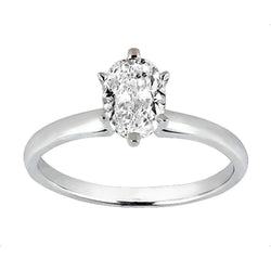 Ovaal Geslepen Echt Diamanten Solitaire Damesring 1,01 Karaat Witgoud 14K