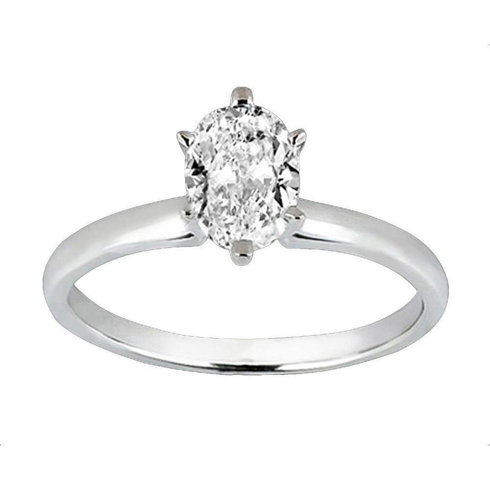 Ovaal Geslepen Echt Diamanten Solitaire Damesring 1,01 Karaat Witgoud 14K