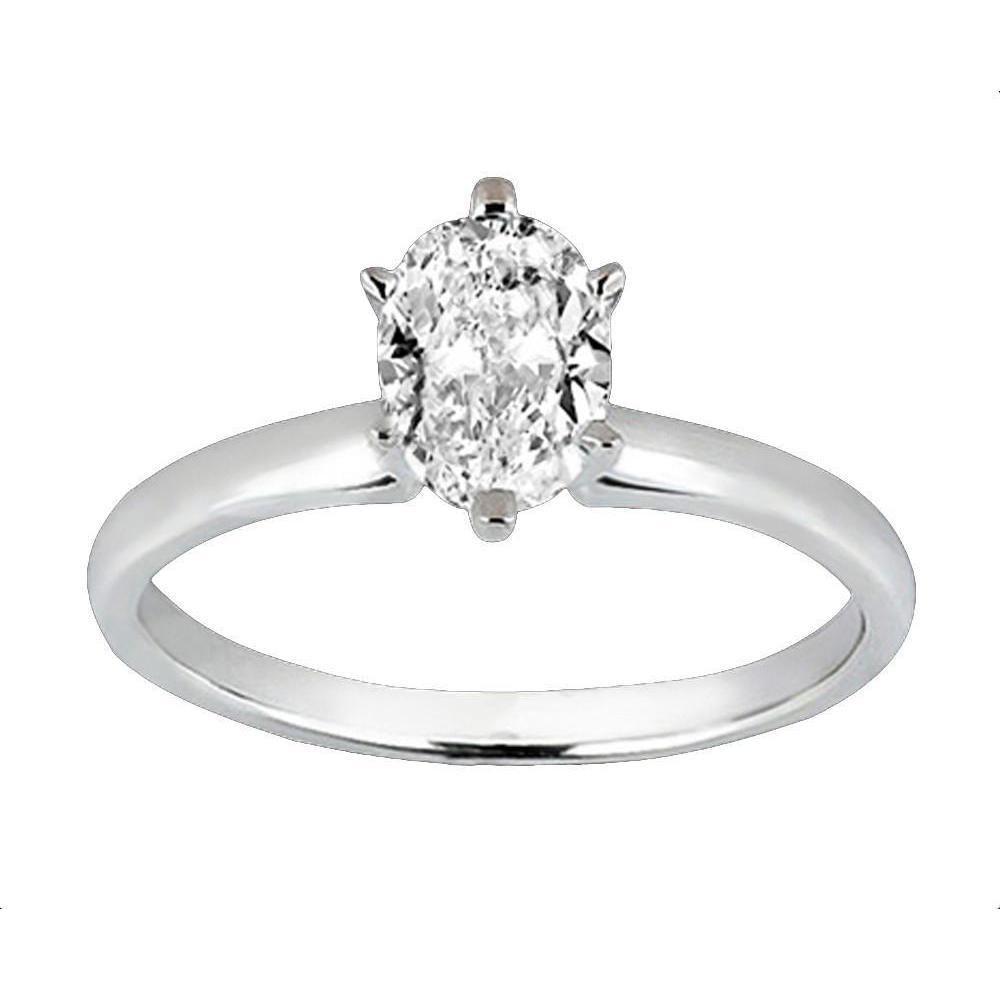 Ovaal Geslepen Echt Diamanten Solitaire Damesring 1,01 Karaat Witgoud 14K
