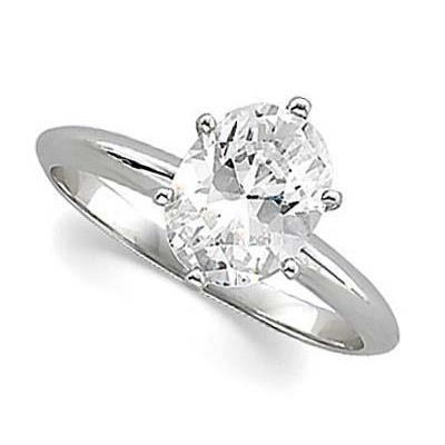 Ovaal Geslepen Echt Diamanten Solitaire Ring 1,50 Karaat 14K Witgoud