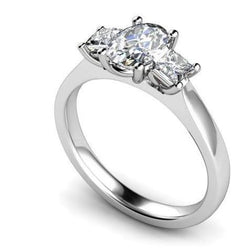 Ovaal & Prinsesslijpsel 2.50 Karaat 3 Steen Natuurlijke uit de aarde gewonnen Diamanten Jubileumring
