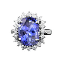Afbeelding in Gallery-weergave laden, Ovale AAA tanzaniet en diamanten 8 karaats ring nieuw wit goud 14k - harrychadent.nl
