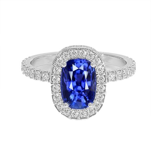 Ovale Ceylon Sapphire Halo Diamanten Ring 11,75 Karaat Goud 14K - harrychadent.nl