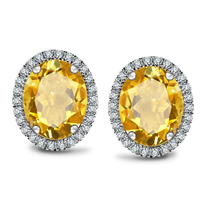 Ovale Citrien Met Diamant 45,50 Karaat Halo Stud Oorbellen - harrychadent.nl