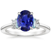 Afbeelding in Gallery-weergave laden, Ovale Edelsteen Ring Ceylon Saffier Sieraden Met Accenten 4 Karaat Goud - harrychadent.nl
