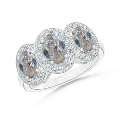 Ovale Halo Diamanten Ring Oude Europese Sieraden 5 Karaat Wit Goud 14K