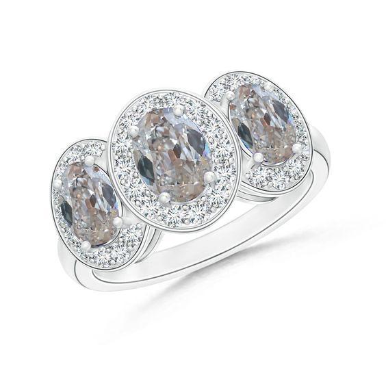 Ovale Halo Diamanten Ring Oude Europese Sieraden 5 Karaat Wit Goud 14K - harrychadent.nl