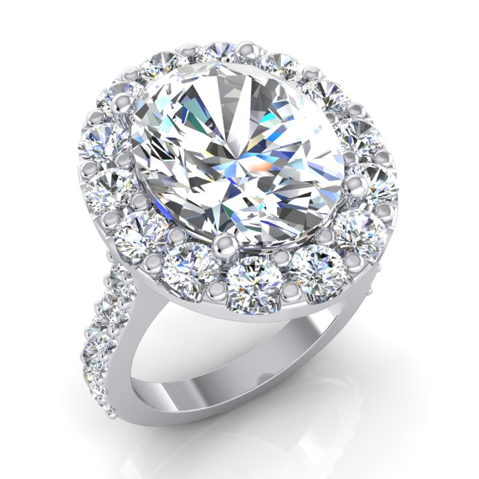 Ovale Halo Diamanten Ring Witgoud 14K Sieraden Voor Vrouwen