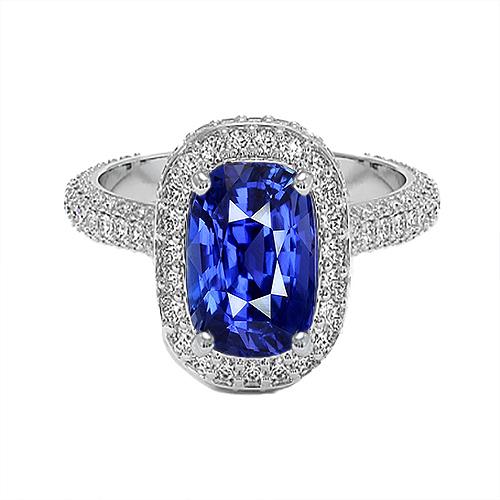 Ovale Halo Verlovingsring Sri Lankaanse Saffier & Diamant 9 Karaat Nieuw - harrychadent.nl