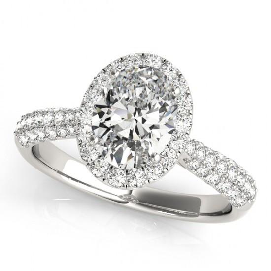 Ovale Halo diamanten verlovingsring 1,75 karaat witgoud 14K sieraden - harrychadent.nl