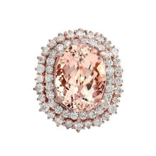 Afbeelding in Gallery-weergave laden, Ovale Morganite en ronde diamanten 14 kt ring goud Rose 14K - harrychadent.nl
