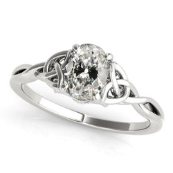 Ovale Old Cut Diamond Solitaire Ring Infinity Knot Style 3 karaat