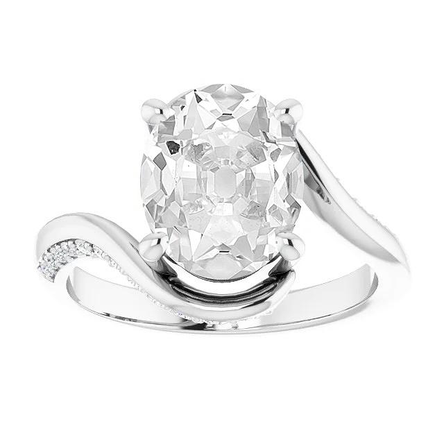 Ovale Old Mine Cut Diamond Ring Twisted Style Prong Set 8,25 karaat - harrychadent.nl