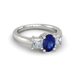 Ovale Prinses Cut 2.25 Ct Ceylon Saffier Diamanten Ring Witgoud 14K