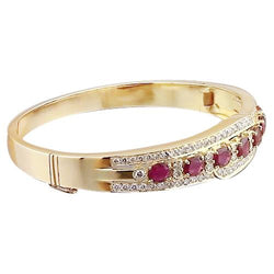 Ovale Robijn Diamanten Armband 20 Karaat Geel Goud 14K