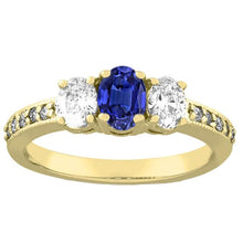Afbeelding in Gallery-weergave laden, Ovale Saffier Edelsteen Ring 3 Karaat Dames Sprankelende Diamanten Sieraden - harrychadent.nl
