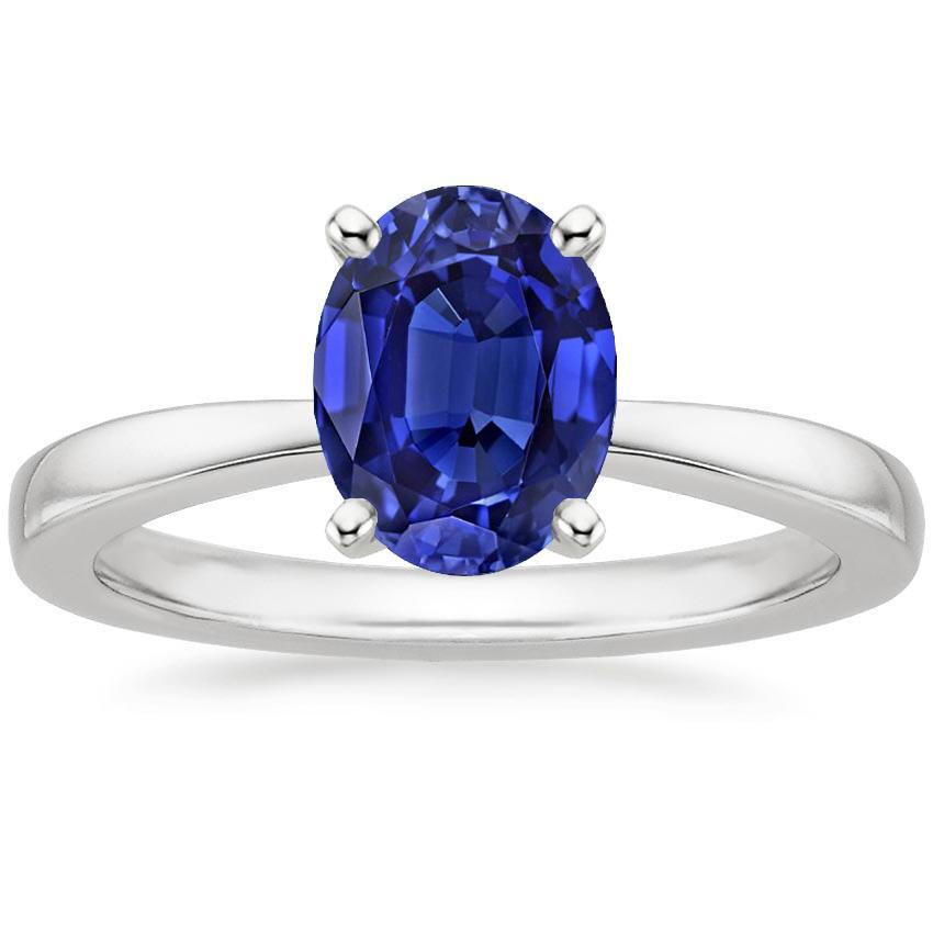 Ovale Solitaire Ceylon Sapphire Trouwring 3 Karaat Goud - harrychadent.nl