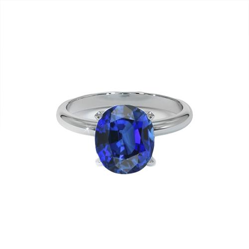 Ovale Solitaire Ceylon blauwe saffier witgouden ring 4,50 karaat - harrychadent.nl