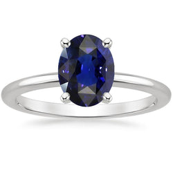 Ovale Solitaire Prong Set Ring Sri Lankaanse saffier 2 karaat